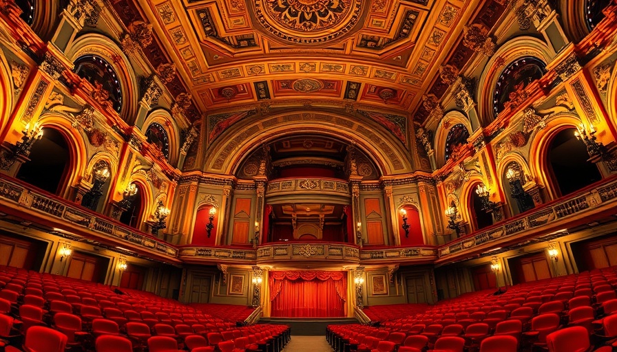 Luxurious Fox Theatre interior with ornate design and red seating.