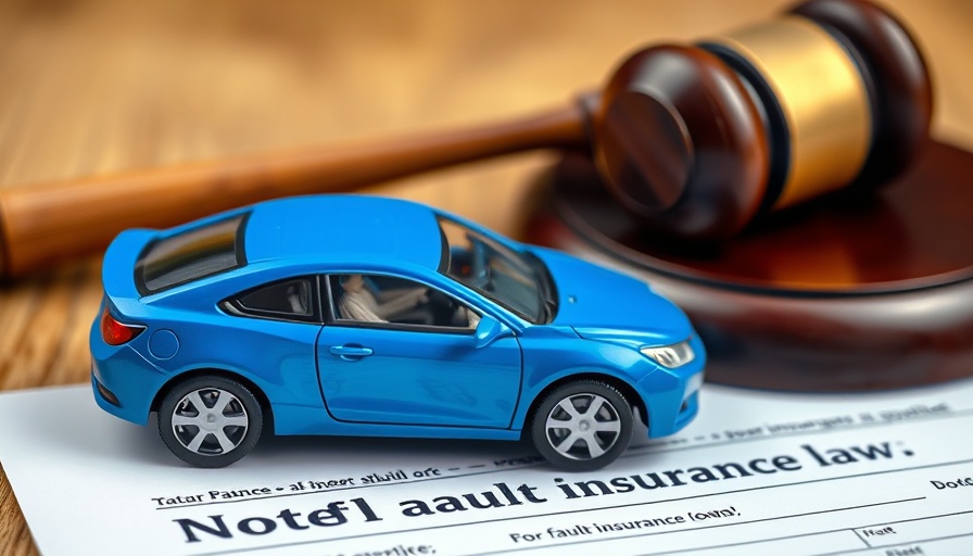 Toy car and gavel on insurance form representing No-Fault Insurance Laws.