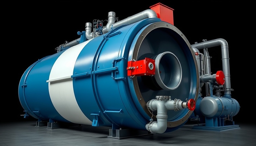 Industrial large-capacity watertube boiler side view.