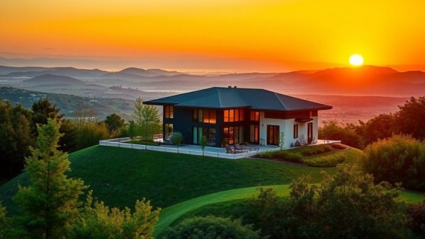 Modern suburban house in scenic area at sunset, Best Place to Live South of Denver.