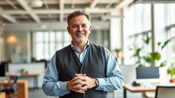 Confident man in vest at office symbolizing Evergreen Real Estate Group growth.