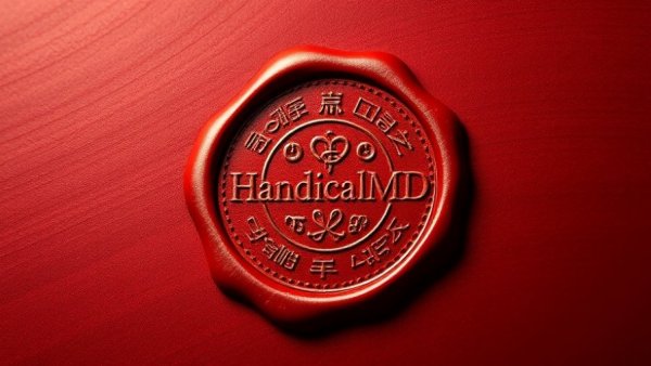 Elegant red wax seal with 'HandicapMD' for Maryland handicap parking placard evaluations.