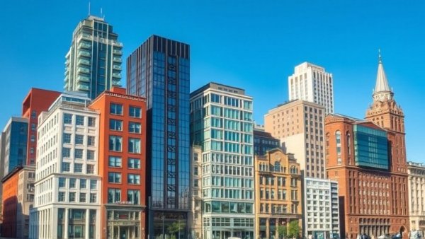 Diverse building styles showcasing real estate variety.