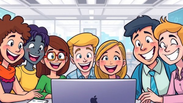 Press Release Distribution service promotional webpage with cartoon figures.