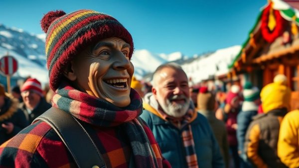 Colorful crowd at Colorado winter festival, part of history.