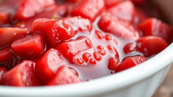 Glistening stewed rhubarb highlights rhubarb recipes for spring.