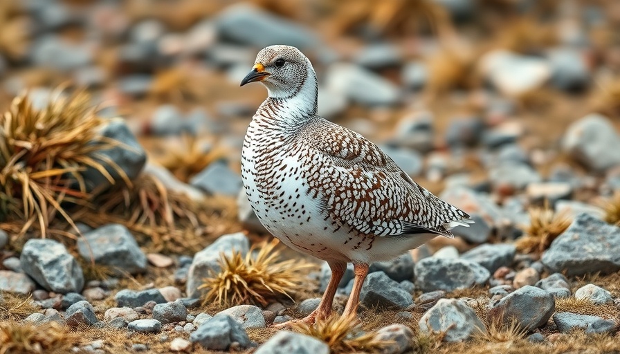 Fascinating rock ptarmigan in Colorado on rocky terrain.