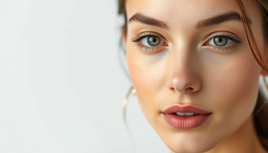 Close-up of a young woman with flawless skin and natural makeup.