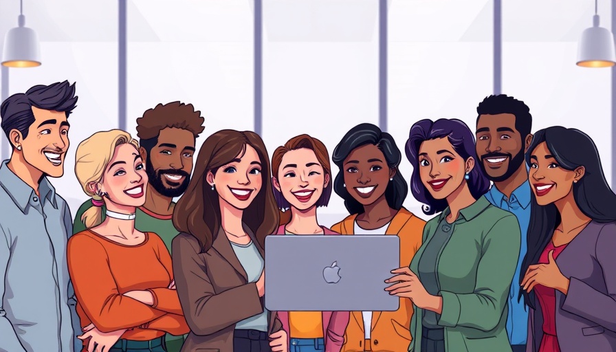 Illustrated group engaging with press release distribution service.