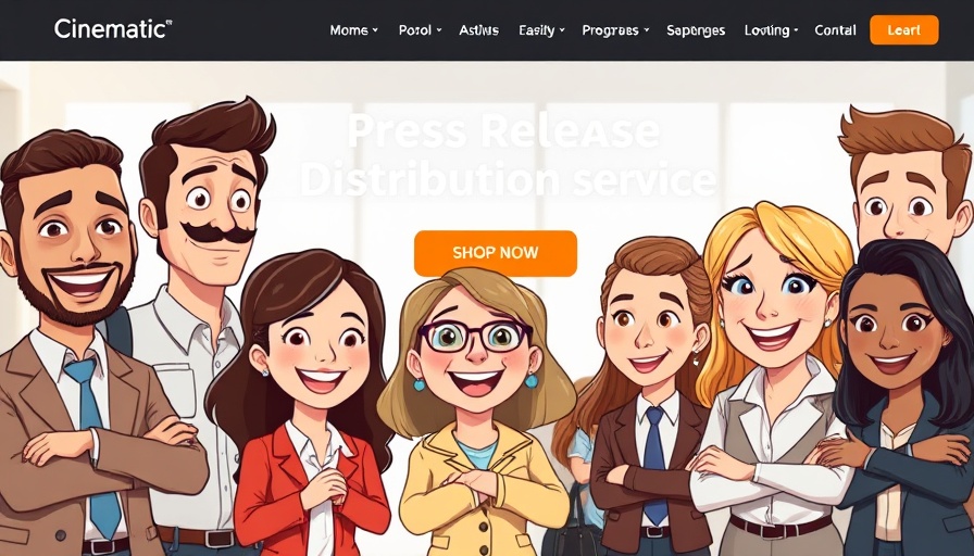 Cartoon professionals promoting press release distribution service