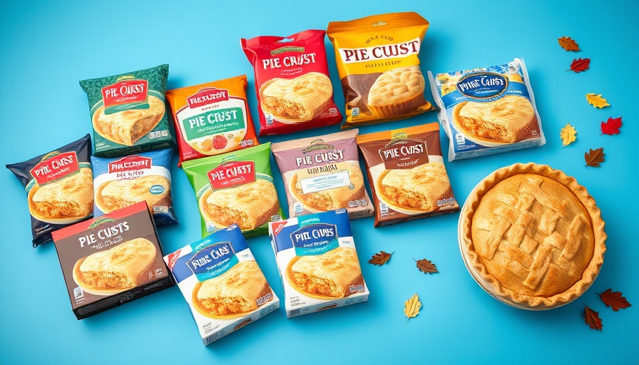 Best store-bought pie crust selection with vibrant packaging on a blue background.