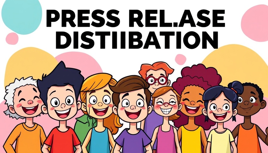 Colorful illustration of diverse characters for press release distribution service.