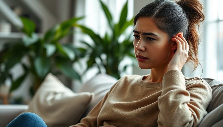 Concerned woman holding ear, seeking home remedies for ear infections.