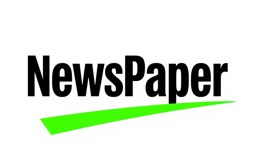 Bold newspaper logo with black and white design.