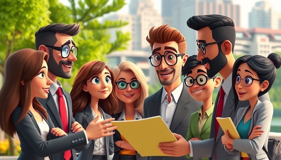 Animated group discussing distribution service, share local news