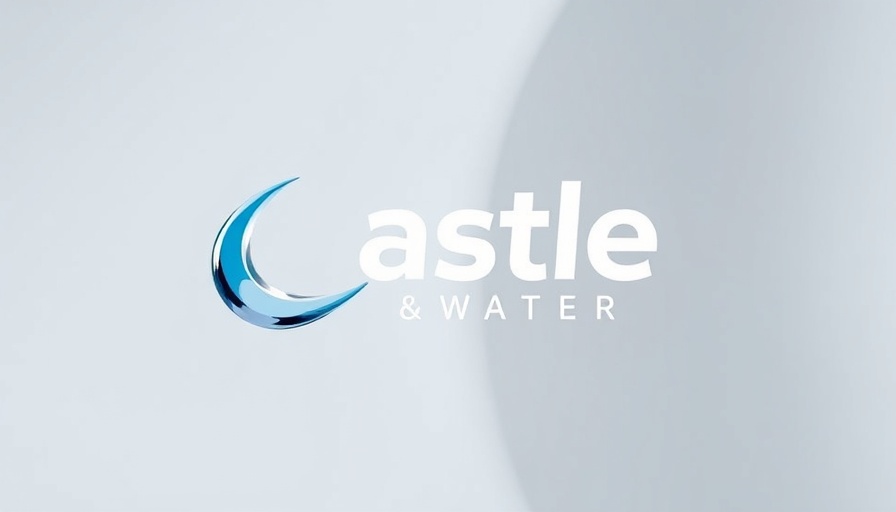 Castle Rock Water logo, featuring stylized lettering and water droplet.