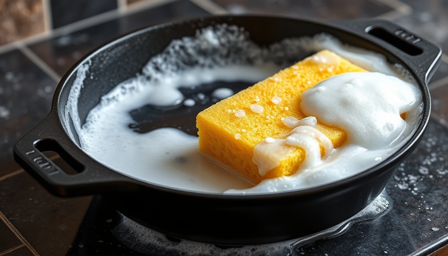 How to clean a cast-iron skillet with sponge and soap suds.