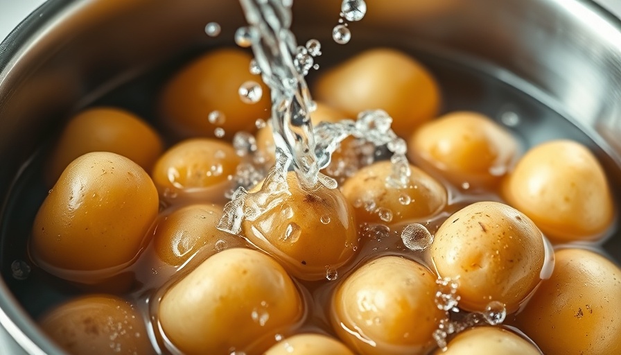 Boiling potatoes perfectly in a pot of bubbling water.