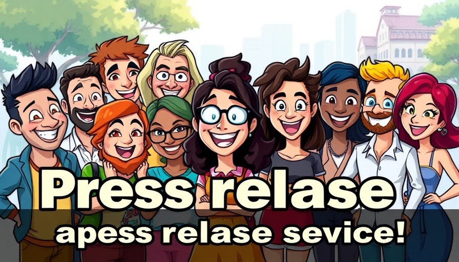 Press release distribution services animation with diverse characters.