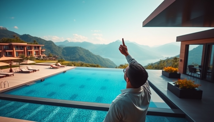 Moving to Colorado Montaine luxury poolside with mountain view.