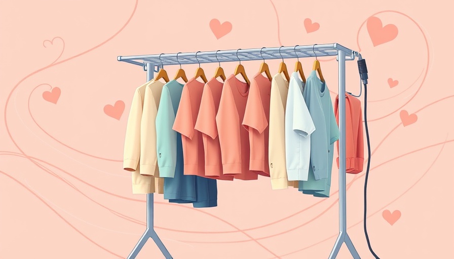 Modern heated clothes airer deal in a stylish cartoon design.