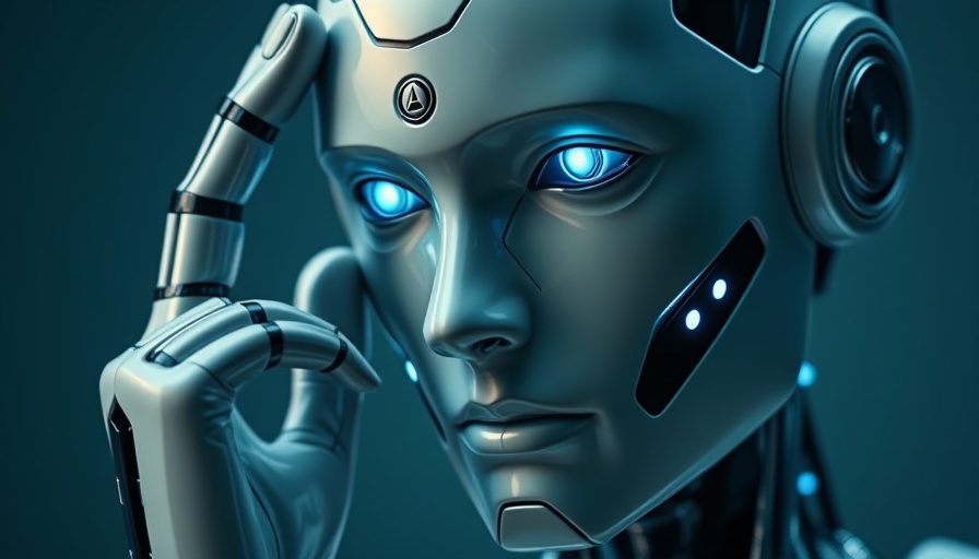 Futuristic AI robot close-up with glowing eyes suggests Flattering AI Undermines Your Judgment.