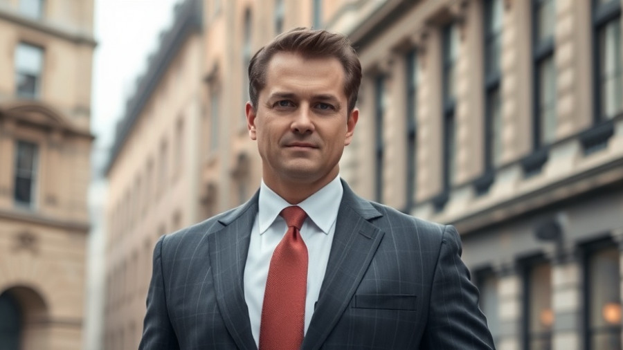 Reform UK economic credibility concept with man in formal suit outside.