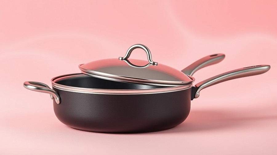 Tesco Go Cook All in One Pan set on abstract pink background.