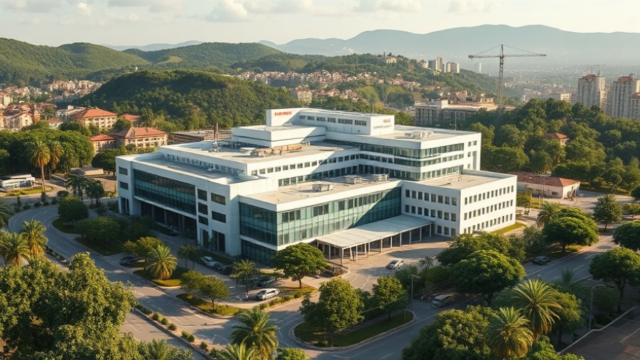 Calderdale Hospital redevelopment view with urban landscape.