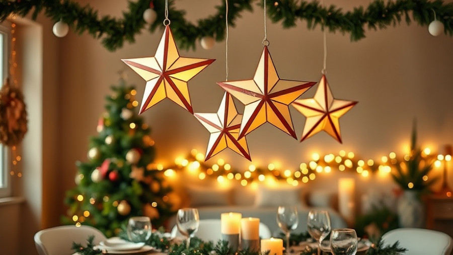 Elegant Christmas star decorations on a festive table in London.