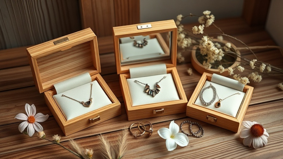 Elegant bamboo jewelry display with mirror and accessories.