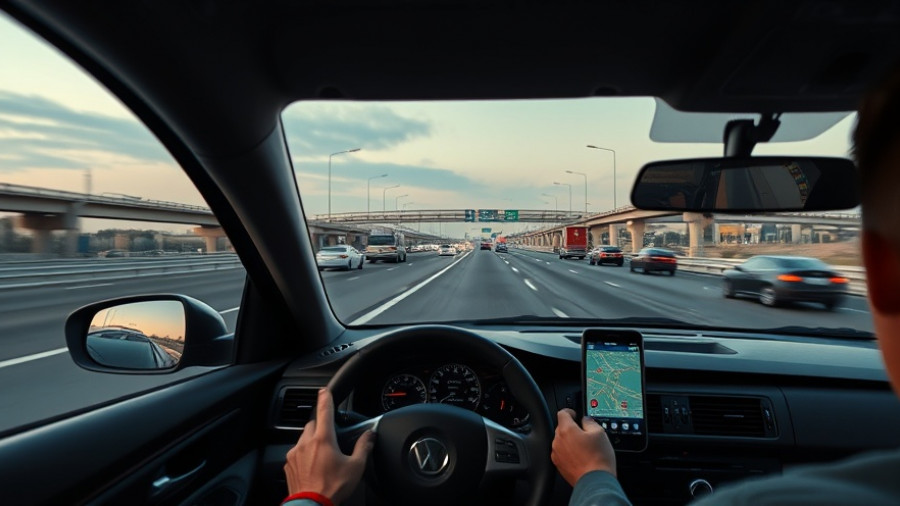 Driver using GPS app on highway, making quick money in one day