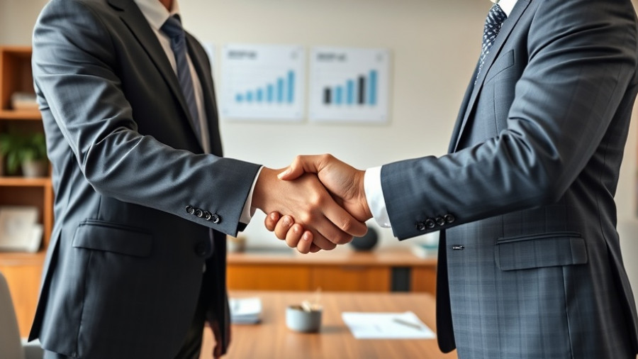 Business handshake symbolizing AI roll-ups in startups.