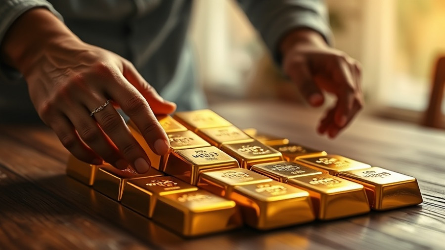 Gold bars being handled on a table, symbolizing investment strategy.