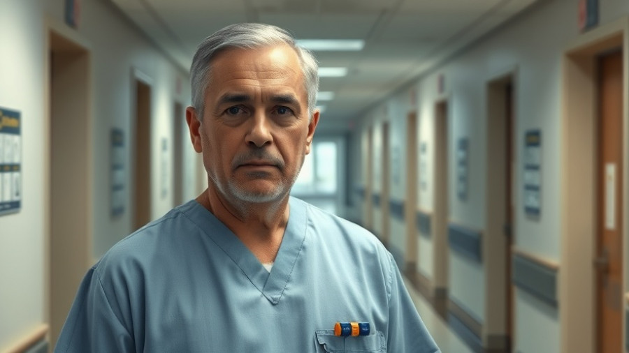 Male Breast Cancer Awareness: Man in hospital corridor