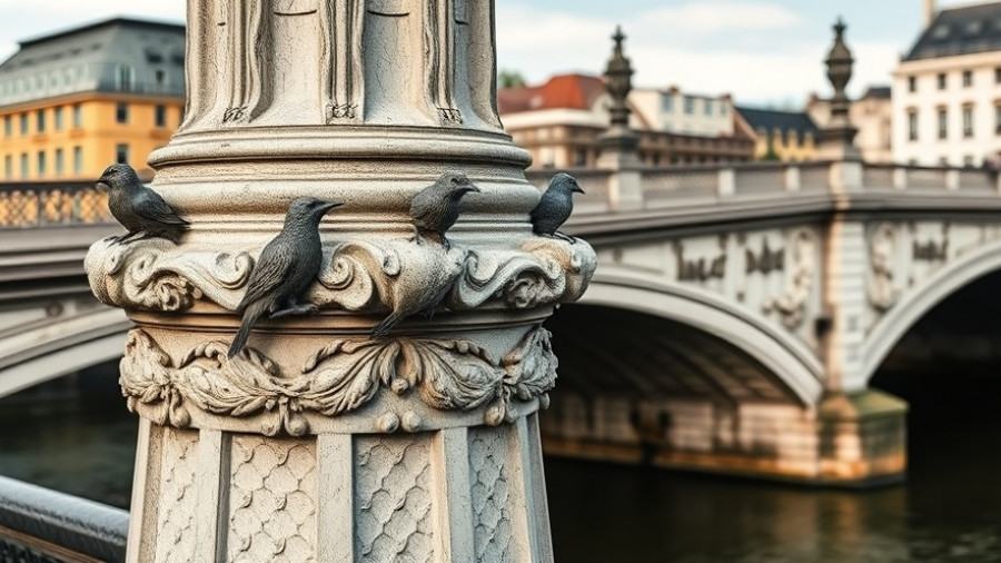 Ornate pillar with birds at Blackfriars Bridge, detailed carvings.