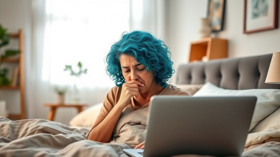 Young woman in bed with symptoms, ignoring COVID-19 symptoms, teal-hued hair.