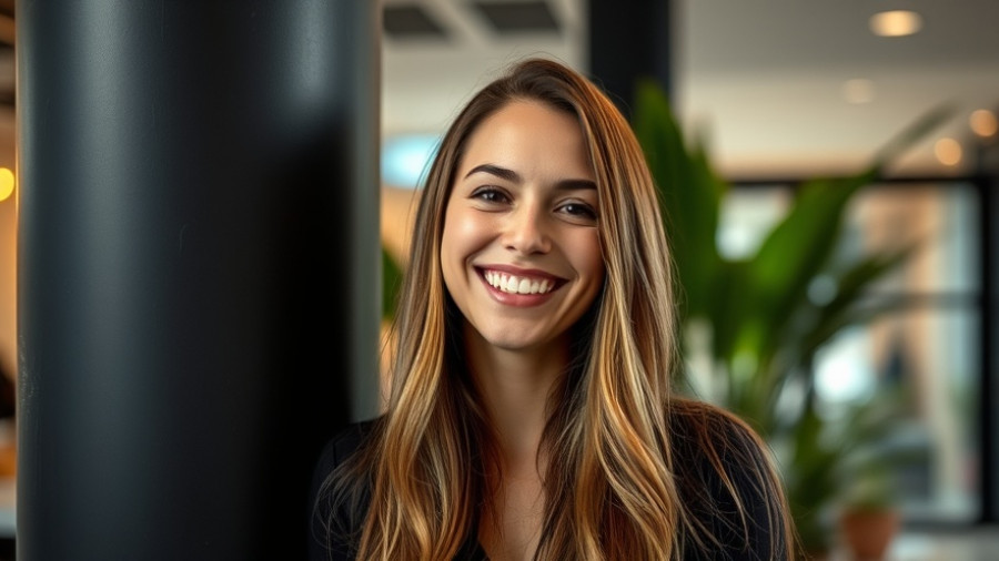 Smiling woman indoors, discussing selling a home at auction.