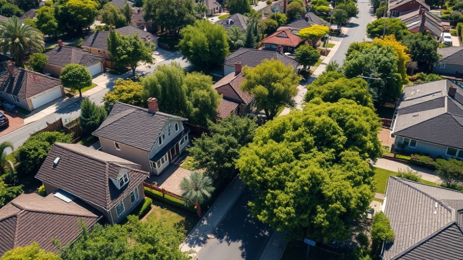 Aerial view showing sold properties in suburban area, illustrating property market trends London.