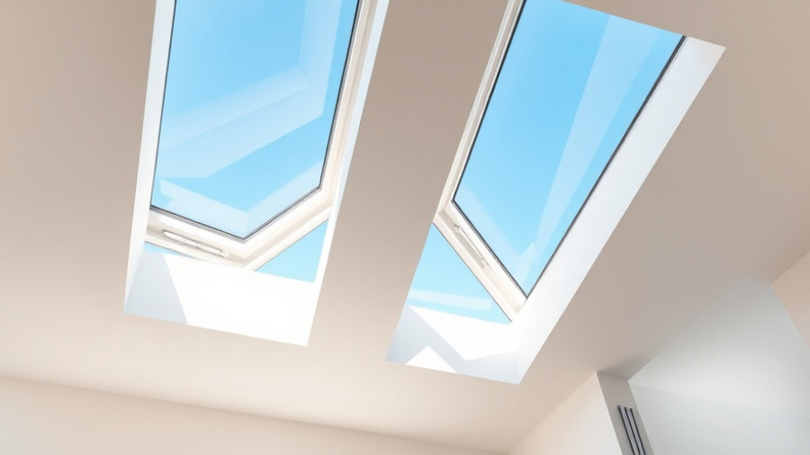 Modern Velux windows on slanted ceiling under clear sky.