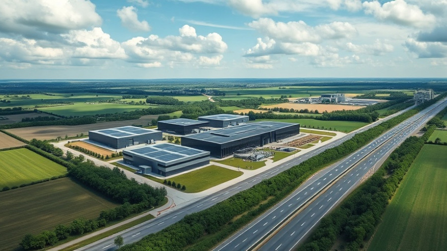Aerial view of South Mimms data center acquisition landscape.