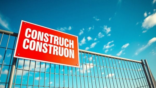 Construction site sign under blue sky showcasing sustainable practices
