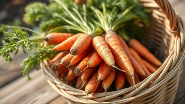 Fresh carrots in basket, ideal vegetables to plant for Christmas dinner.