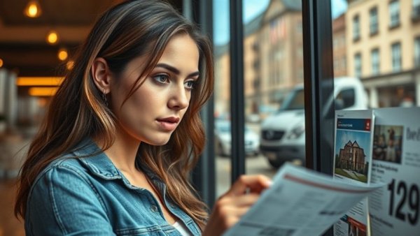 Woman examines real estate listings as affordability changes.