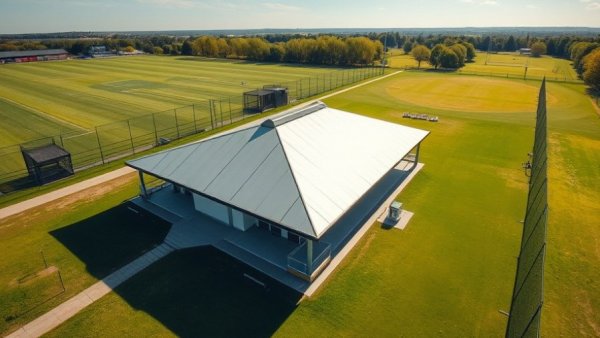 Sika roof for Lancashire Cricket Club pavilion, aerial view.