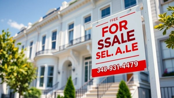 Real estate sign in front of white townhouse discussing How to Compare Different Properties.