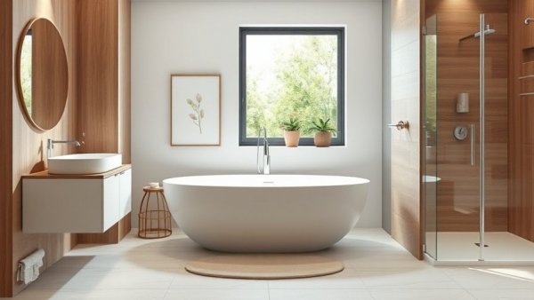 Elegant bathroom design ideas with modern features and neutral tones