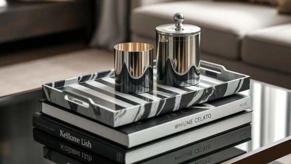 Elegant H&M Home Monochrome Collection decor on books.