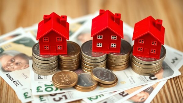 Red Monopoly houses on pound coins symbolizing buy-to-let investment.