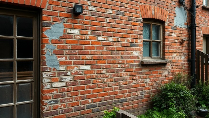 Signs of rising damp on aged brick wall, showcasing damp proofing solutions.